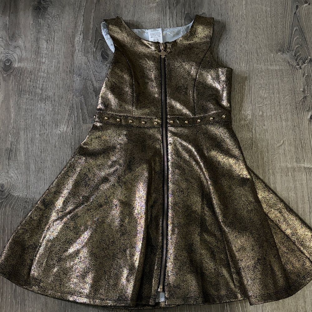 Disney Metallic Gold and Black Girls' Fit-and-Flare Dress